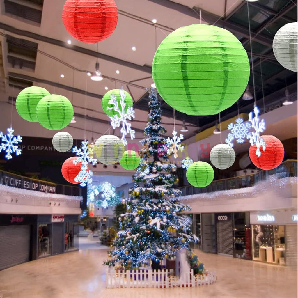Wanna Party 12 Inches Paper Lanterns Light Green, Hanging Paper Lantern for Diwali Christmas Indoor Outdoor Home Decor, Hanging Paper Ball Decoration for Marriage Baby Shower Birthday Decor, Pack of 1