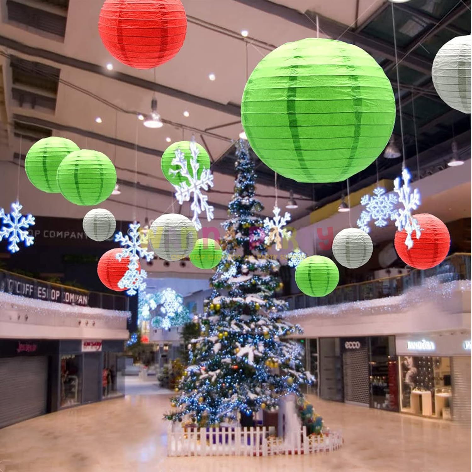 Wanna Party 12 Inches Paper Lanterns Light Green, Hanging Paper Lantern for Diwali Christmas Indoor Outdoor Home Decor, Hanging Paper Ball Decoration for Marriage Baby Shower Birthday Decor, Pack of 1