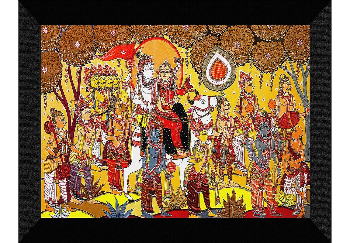 SAF paintings Lord Shiva Barat Black frame painting for Wall SA-SANFK33417