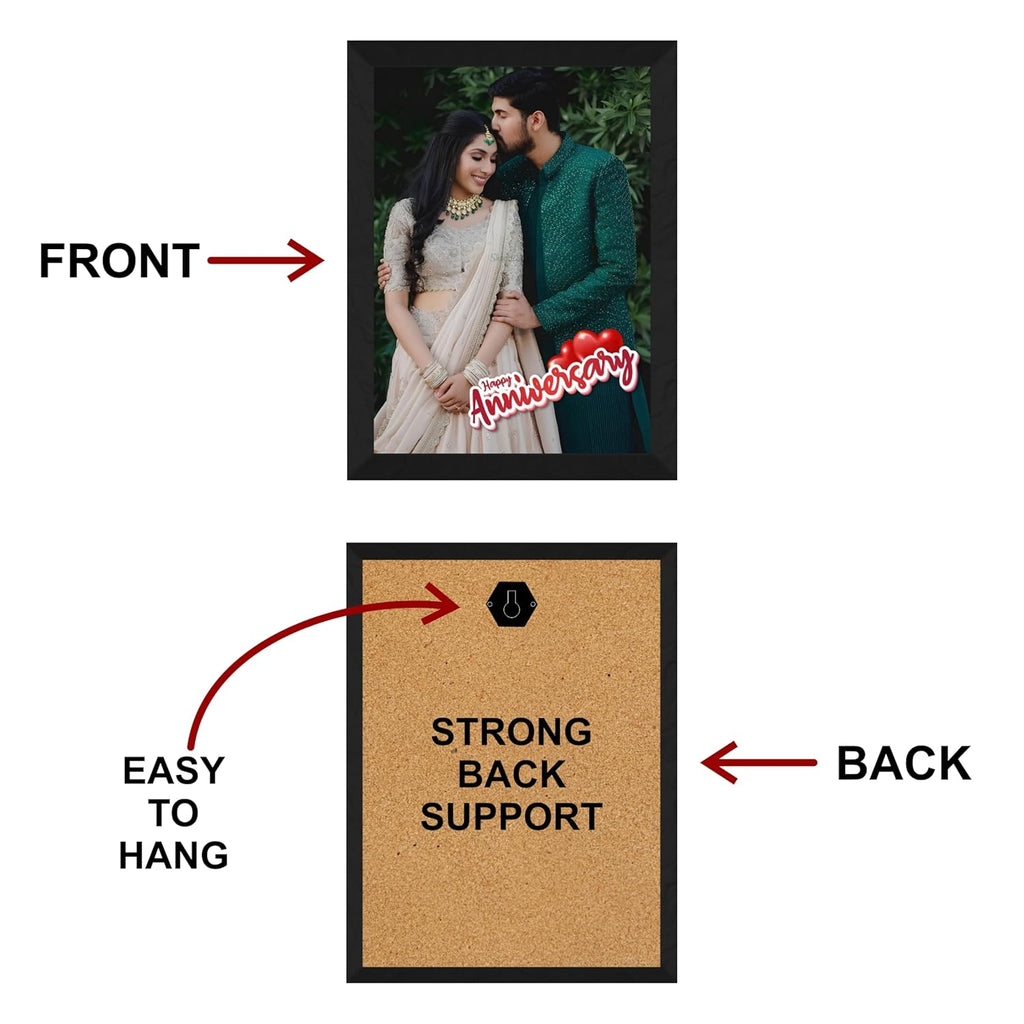SAF photo frame Customized Happy anniversary Black Frame Photo Frame For home And wall décor,Living Room And Bedroom||Personalized Photo Frame Couple,Family,and Friends 30 cm x 23 cm PF-B-01