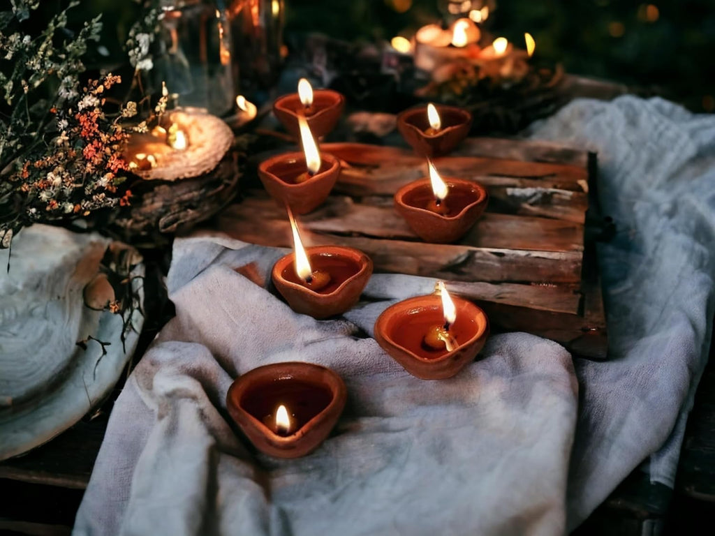 Saudeep India Handmade Diwali Diya | Terracotta/Clay Diya For Puja | Mitti Diya For Diwali Pooja Decoration (Pack of 11)