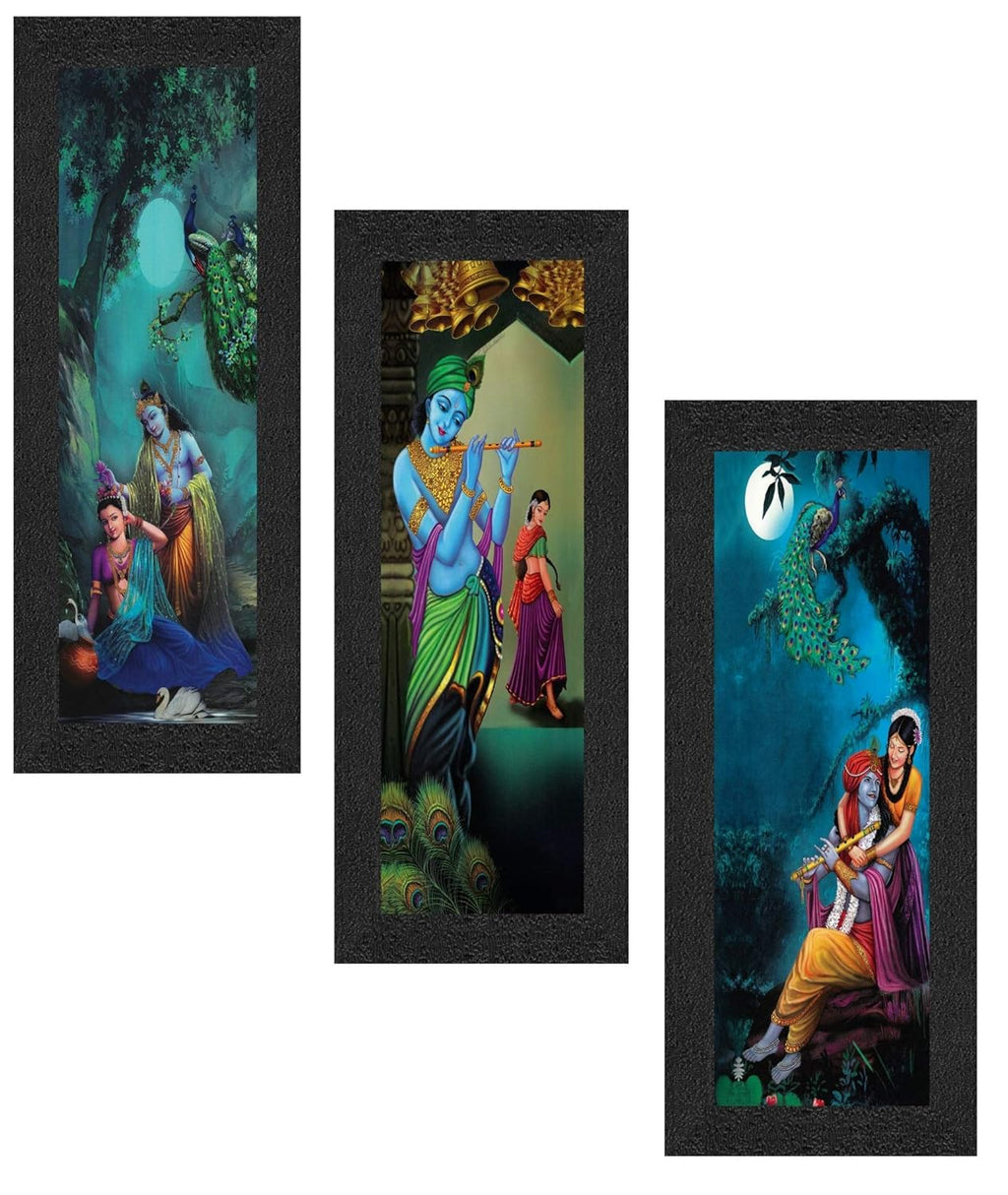 SAF paintings Set of 3 Radha Krishna UV Coated Home Decorative Religious Gift Item Framed Painting 17 inch X 24 inch SAFLP01, Multicolour
