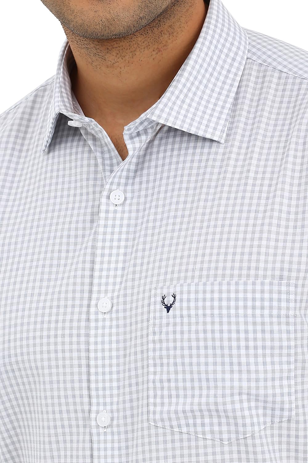 Allen Solly Men Grey Slim Fit Check Full Sleeves Formal Shirts