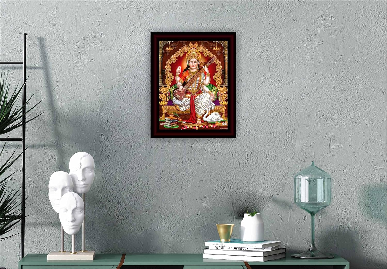 SAF paintings Saraswati Maa UV Textured Home Decorative Gift Item Framed Painting 14 inch x 11 inch SANFR05