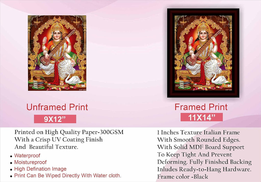 SAF paintings Saraswati Maa UV Textured Home Decorative Gift Item Framed Painting 14 inch x 11 inch SANFR05