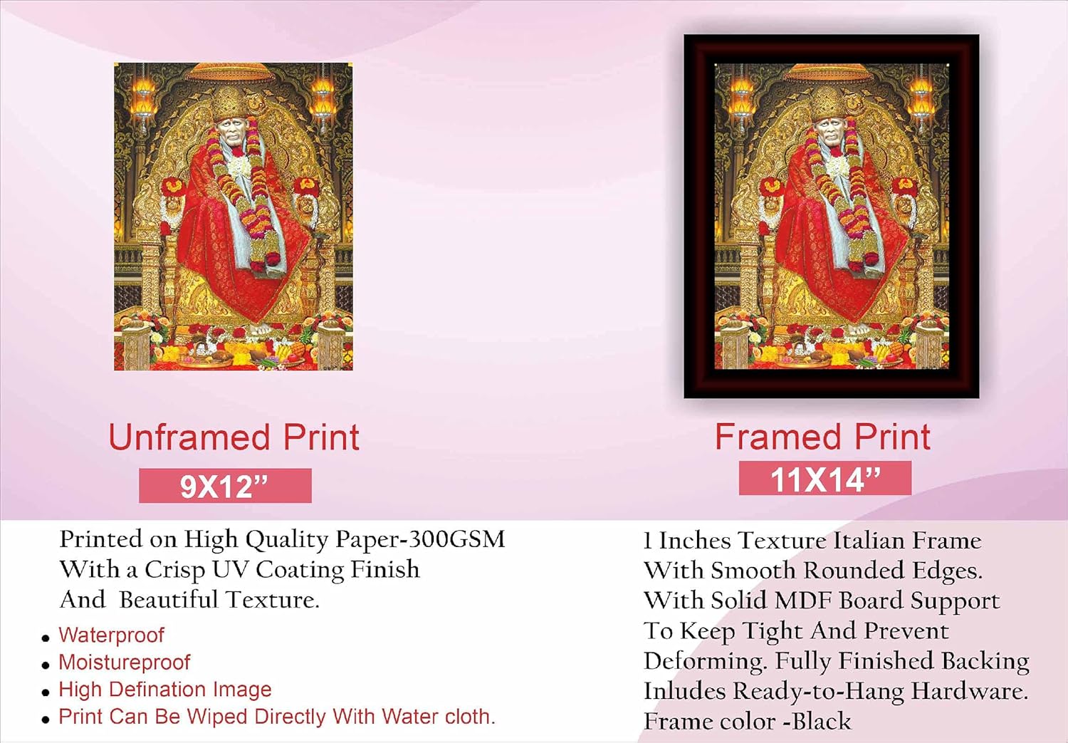 SAF paintings Sai Baba Framed Acrylic Glass Painting 14 inch x 11 inch SANFR22