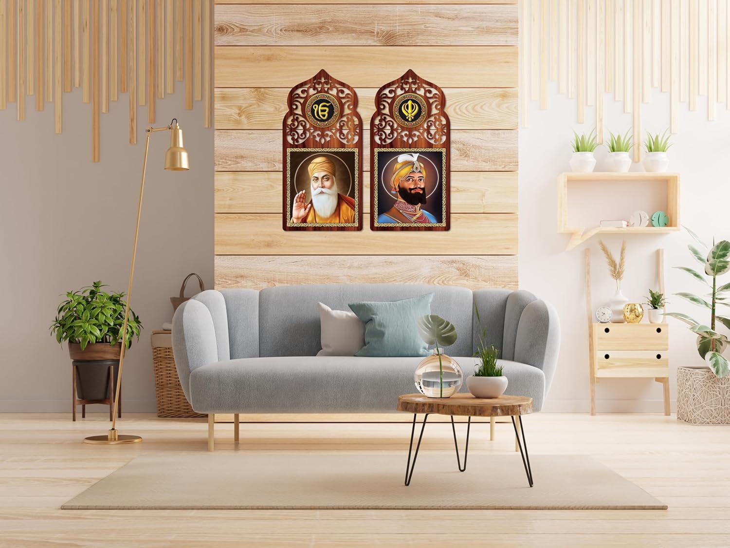 Casa Rica Guru Nanak Dev ji/Guru Gobind Singh Ji Sikh Gurus Photo Frame Painting Wall Hanging for Wall 24"x 24" Inch set of 2 Mdf (SAF 001) Laser Cut