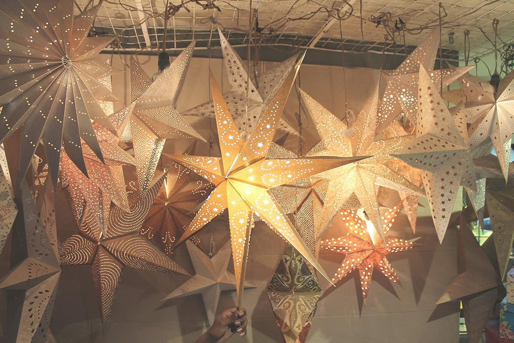 Kidsy Winsy Hanging Big Paper Star | 29 Inches, Glitter Star for Diwali| Decoration Item for Home | Recycled Cotton Paper| New Year Party, Christmas Decorations, Wedding and Anniversary Decor