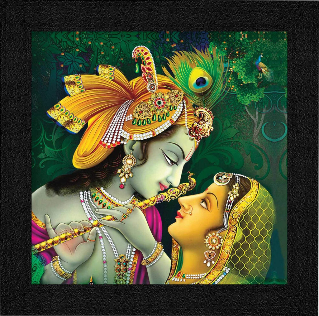 SAF paintings Religious Radha Krishna UV Coated Home Decorative Gift Item Framed Painting 12 inch X 12 inch SAA6137, Multicolor