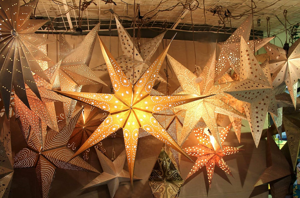 Kidsy Winsy Hanging Big Paper Star | 29 Inches, Glitter Star for Diwali| Decoration Item for Home | Recycled Cotton Paper| New Year Party, Christmas Decorations, Wedding and Anniversary Decor