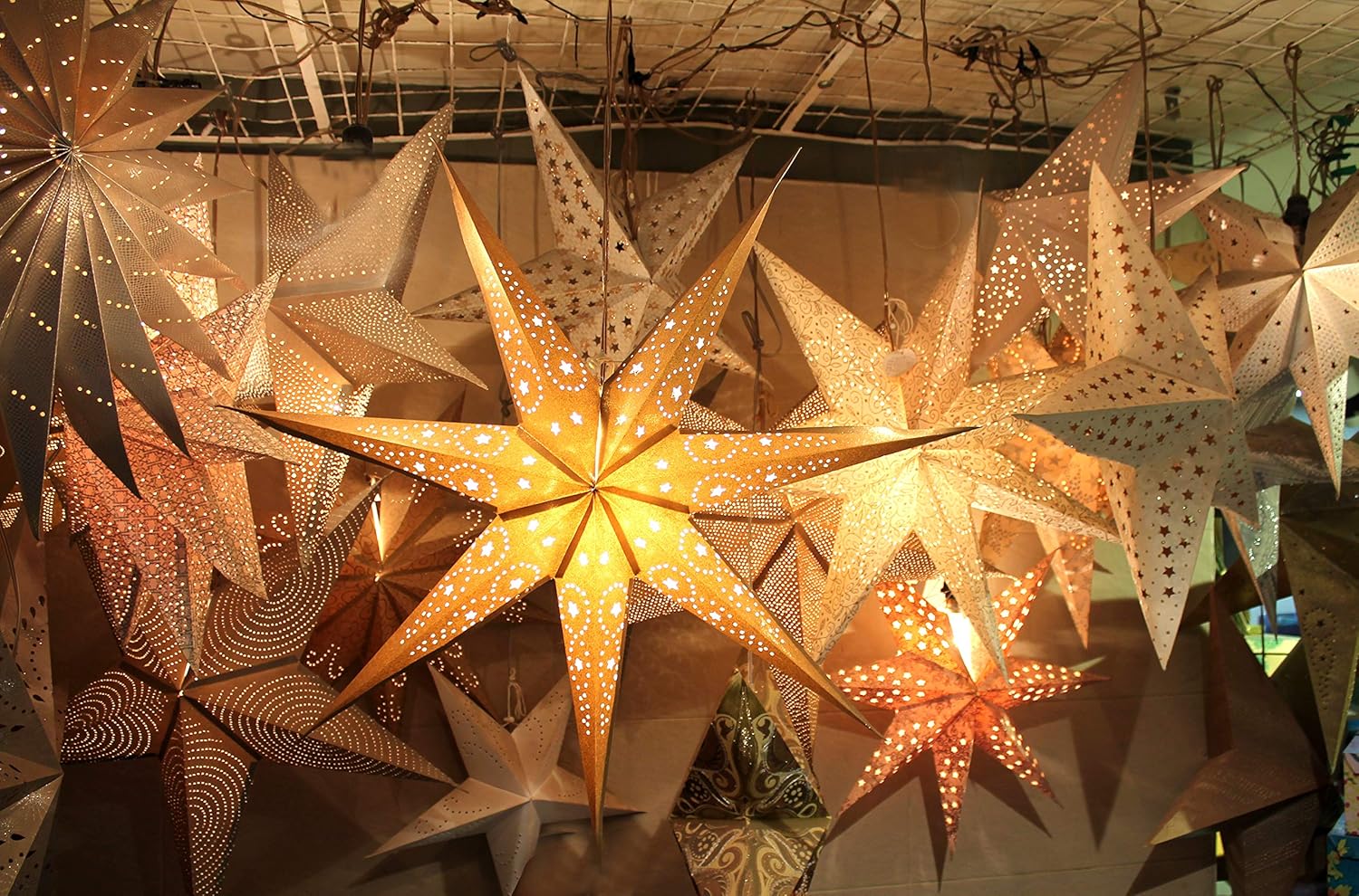 Kidsy Winsy Hanging Big Paper Star | 29 Inches, Glitter Star for Diwali| Decoration Item for Home | Recycled Cotton Paper| New Year Party, Christmas Decorations, Wedding and Anniversary Decor