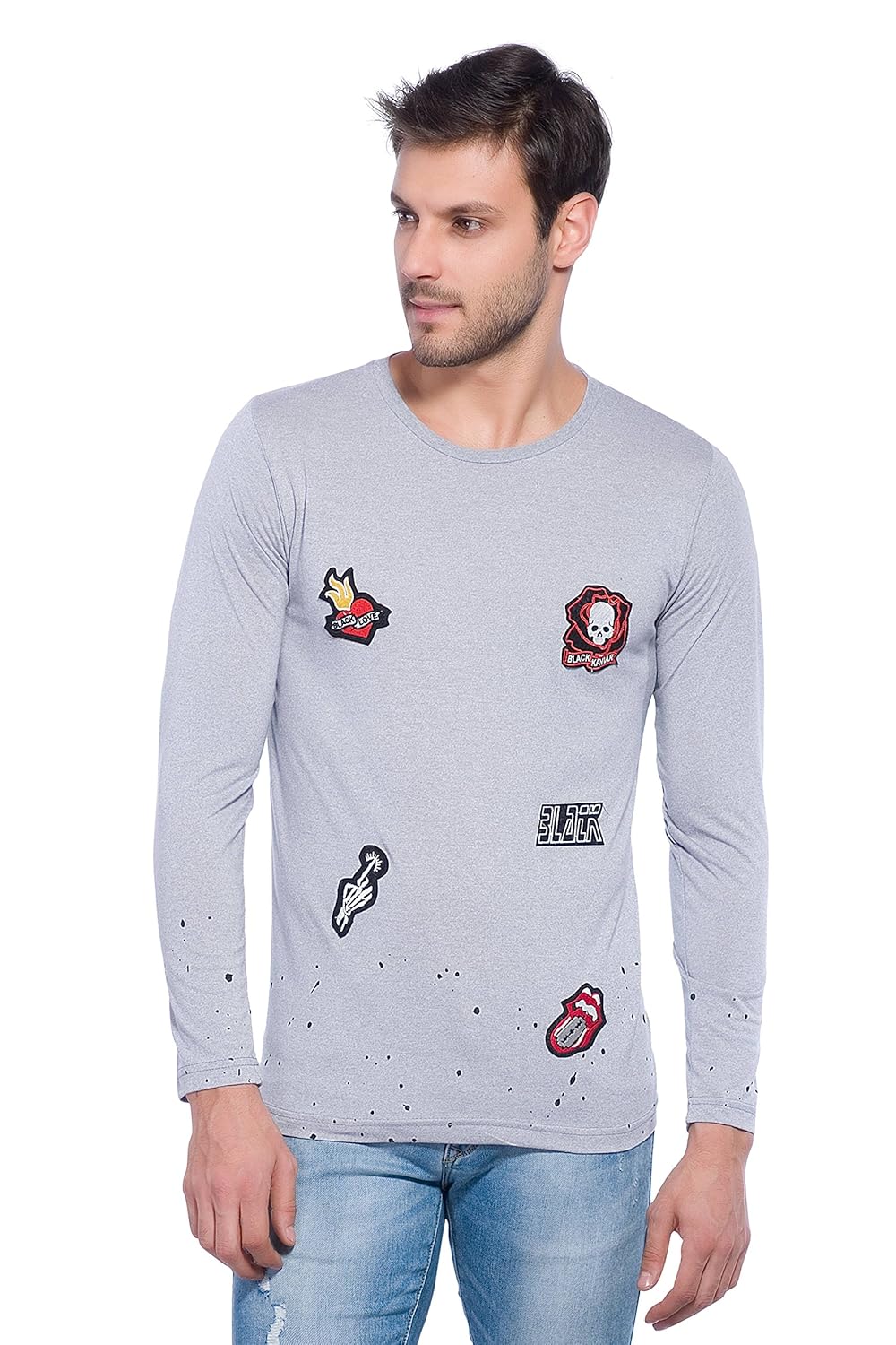 Alan Jones Clothing Men Slim Fit Cotton Badge T-Shirt-1