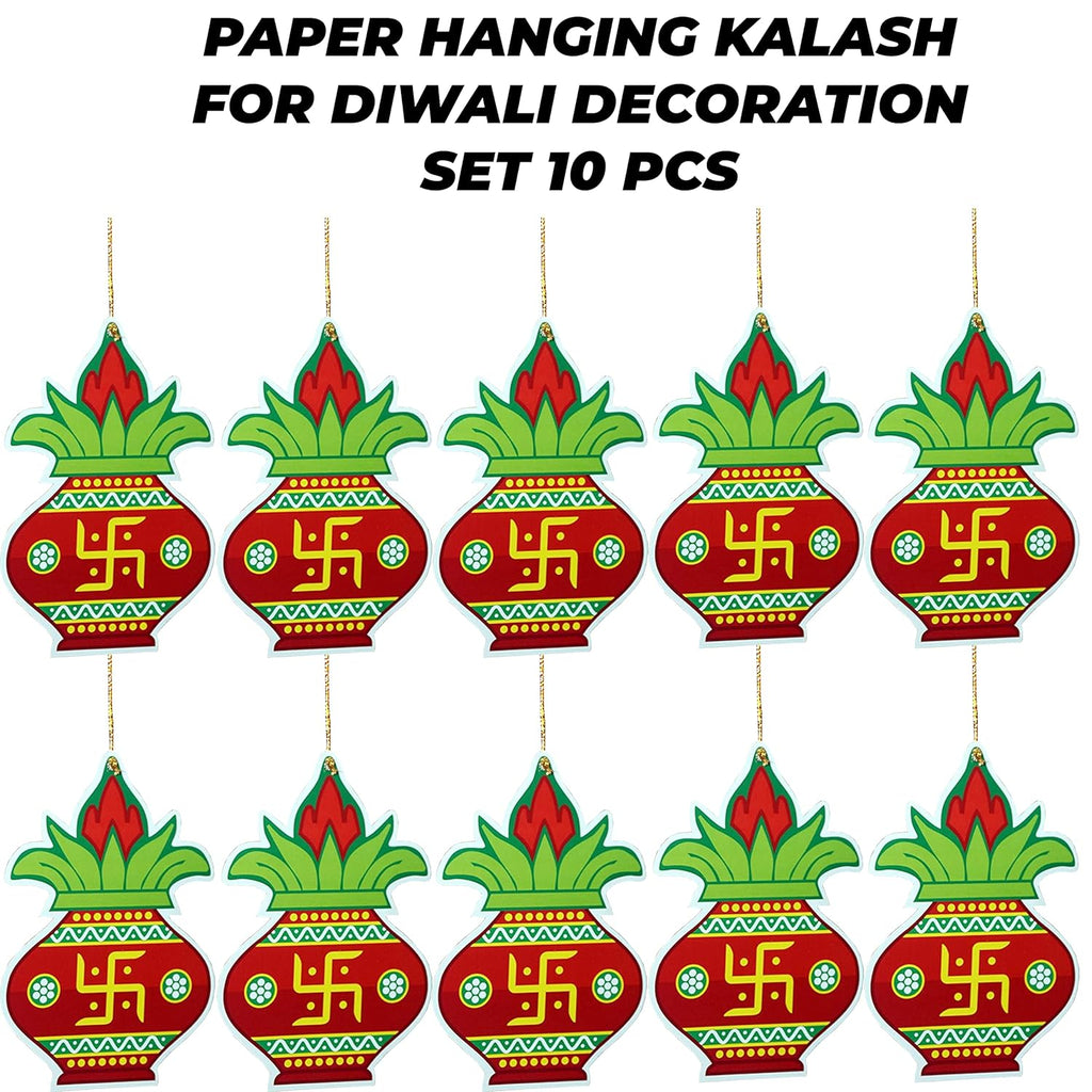TOYXE Paper Hanging Kalash for Diwali Decoration Set of 10 Pcs