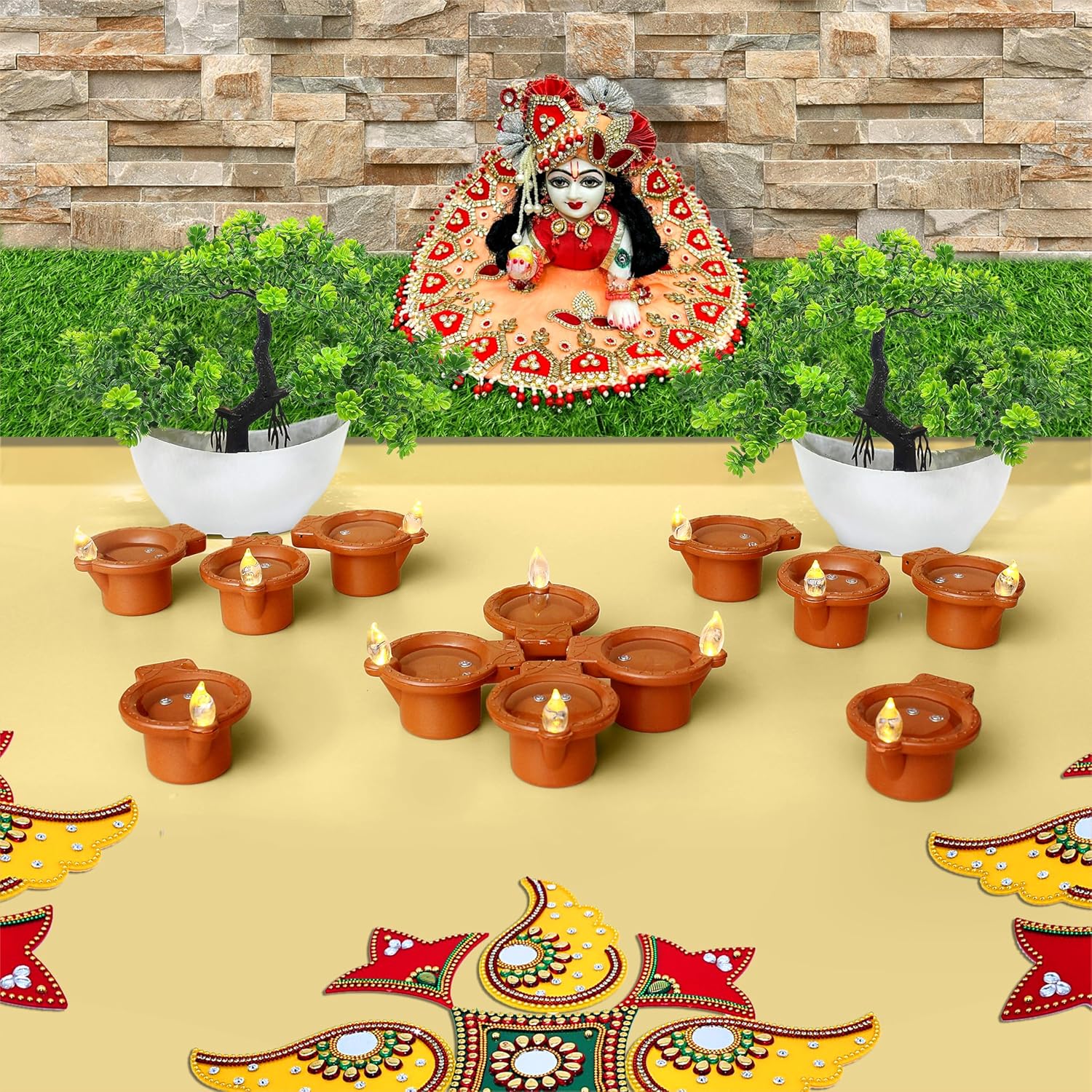 Decovaa Water Sensor Electric Diyas Candle Eco-Friendly Water Sensor Diya for Diwali Decoration, Festival, Pooja, Bolcony, Rangoli and Home Decoration (Pack of 12)