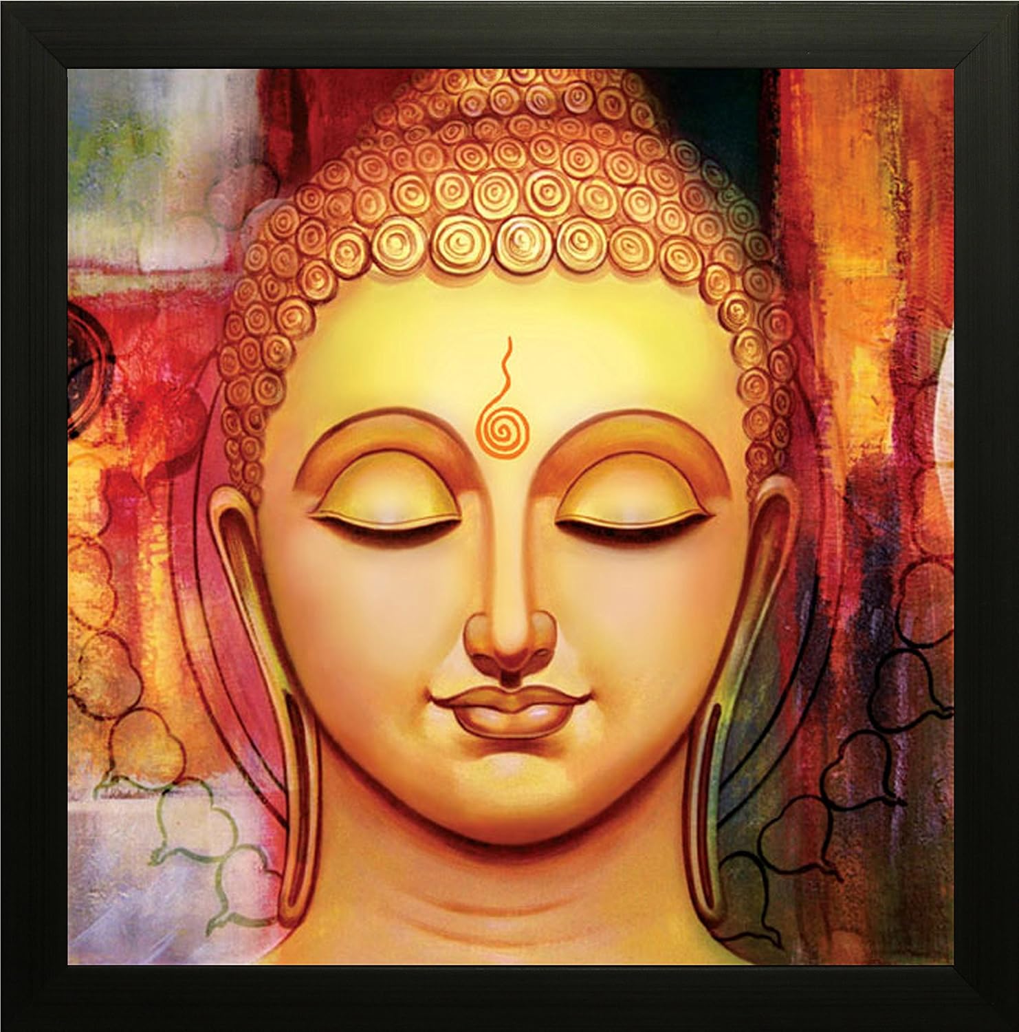 SAF paintings 'Buddha Religious' Painting (Synthetic, 12 Inch X 12 Inch, Sa-1000012)(Multicolour)