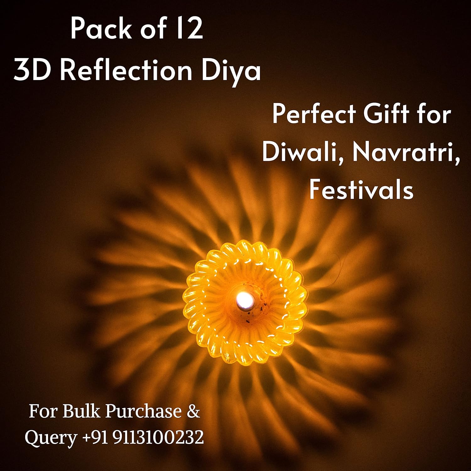 Indian Karigar 12pcs Diwali Diyas Colourful 3d Reflection Diya For Diwali Decor Sun Shape Shadow Reflective Diyas For Diwali Decoration Items For Home Decor Reusable Navratri Diwali Lights Multicolour