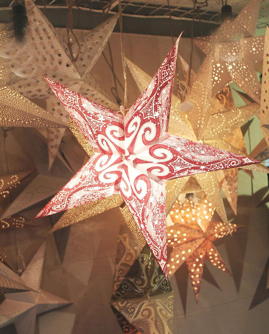 KidsyWinsy Decorative Glitter Paper Star 60cm, 5 arms, with Beautiful Design, Premium Recycled Cotton Paper Used, Perfect for Bday Party, Wedding, Anniversary and Home Decoration?
