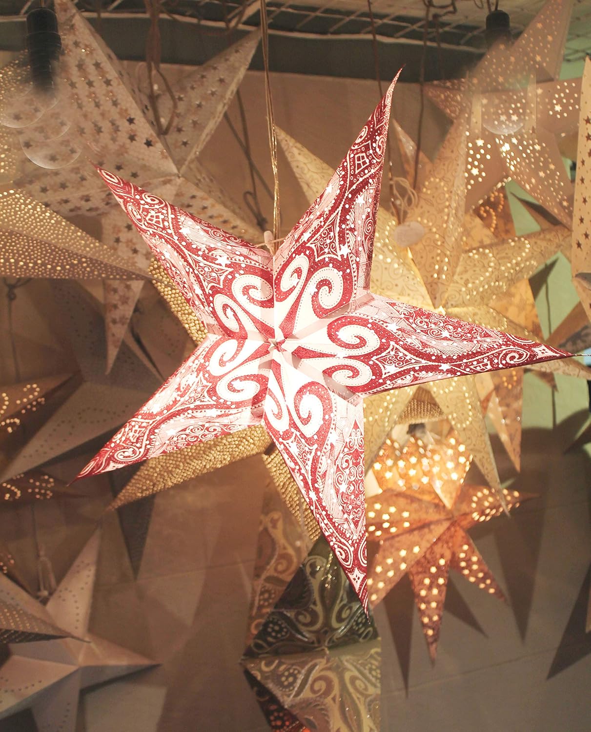 KidsyWinsy Decorative Glitter Paper Star 60cm, 5 arms, with Beautiful Design, Premium Recycled Cotton Paper Used, Perfect for Bday Party, Wedding, Anniversary and Home Decoration?