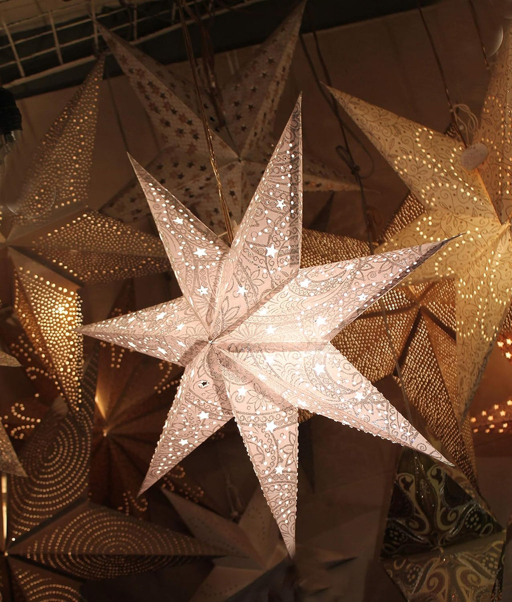 Kidsy Winsy Hanging Big Paper Star | 23 Inches, Glitter Star for Diwali| Decoration Item for Home | Recycled Cotton Paper| New Year Party, Christmas Decorations, Wedding and Anniversary Decor