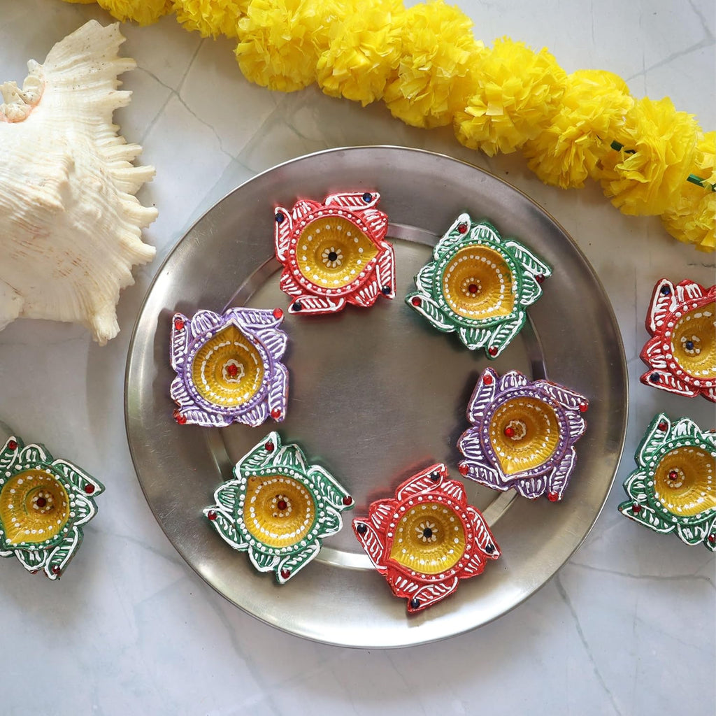 Indian Karigar Diwali Decoration Items for Home Decor 6 Diya for Diwali Diyas for Diwali Festival Terracotta Decorative Diyas for Diwali Diya Diwali Gifts (Diwali Decoration Items for Home Decor)