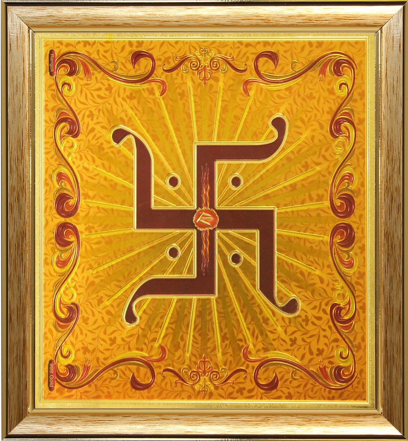 SAF paintings Golden Swastik Painting (SANFO235, 30 cm x 3 cm x 30 cm) SANFO235