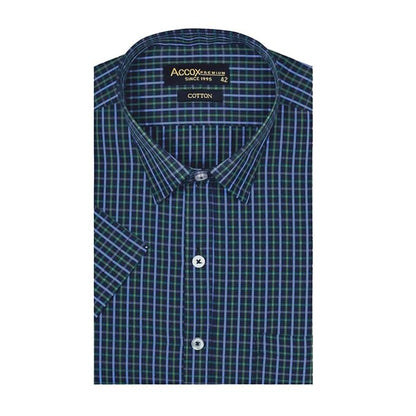 Accox Multicolor Men's 100% Cotton Half Sleeve Checkered Regular Fit Formal Shirt